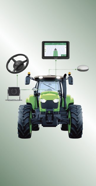 Otomatik d&uuml;menleme sistemi bileşenleri: motorlu direksiyon, terminal, GNSS anteni